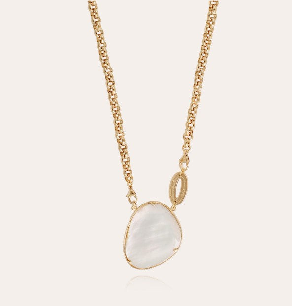 Collier Billy Silia grand modèle doré - Nacre blanche