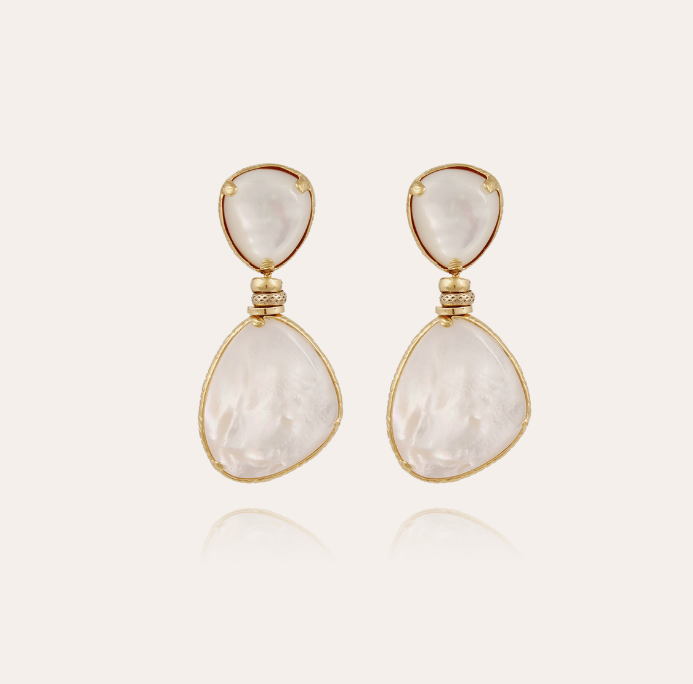 Boucles d'oreilles Silia dorées - Nacre blanche