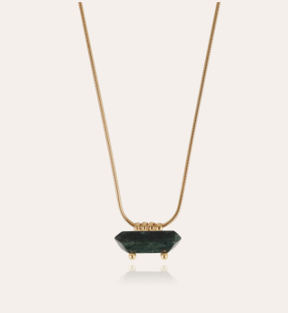 Collier Aventura or - Jaspe verte