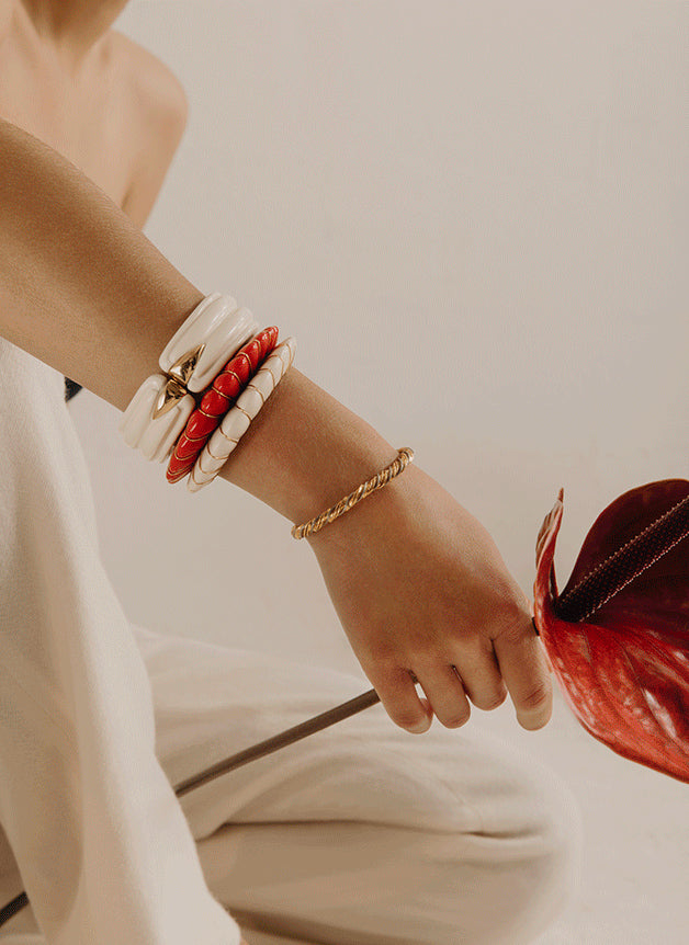 Bracelet Cyclade or - Corail